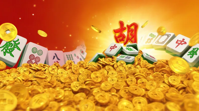 麻將發了：發、中、白板和筒子牌散落在一大堆金幣上，上方浮著一個發光的紅色胡字